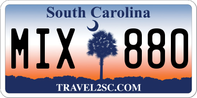SC license plate MIX880