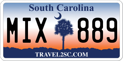 SC license plate MIX889