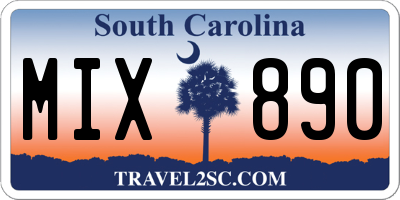 SC license plate MIX890