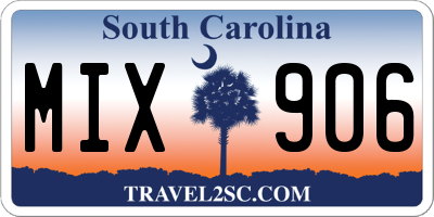SC license plate MIX906