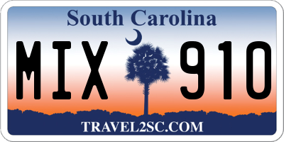 SC license plate MIX910