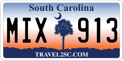SC license plate MIX913