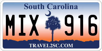 SC license plate MIX916