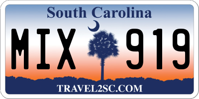 SC license plate MIX919