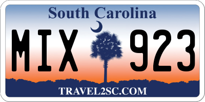 SC license plate MIX923