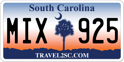 SC license plate MIX925