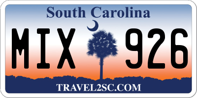 SC license plate MIX926