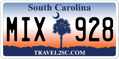 SC license plate MIX928