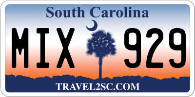 SC license plate MIX929