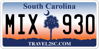 SC license plate MIX930
