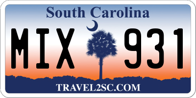 SC license plate MIX931