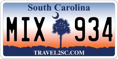 SC license plate MIX934
