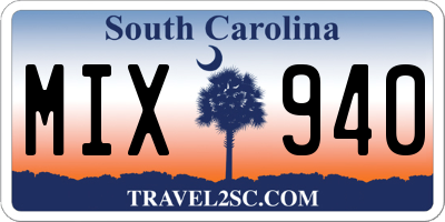 SC license plate MIX940
