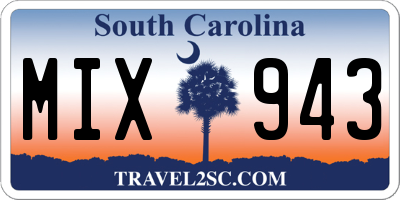 SC license plate MIX943