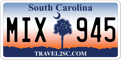 SC license plate MIX945