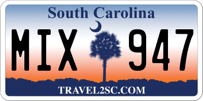 SC license plate MIX947