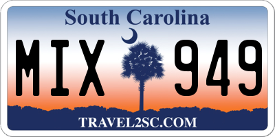 SC license plate MIX949