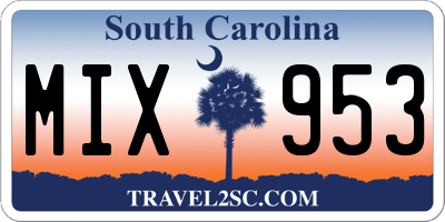 SC license plate MIX953