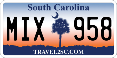 SC license plate MIX958