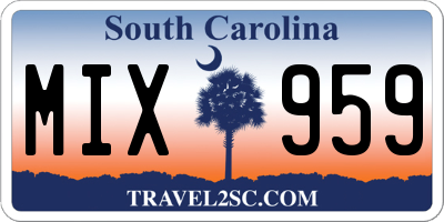 SC license plate MIX959