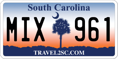 SC license plate MIX961