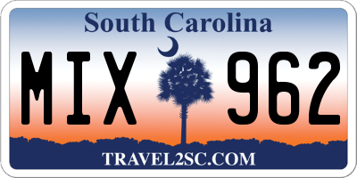SC license plate MIX962