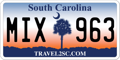 SC license plate MIX963