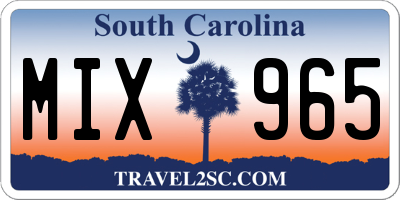 SC license plate MIX965