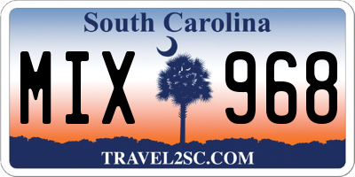 SC license plate MIX968