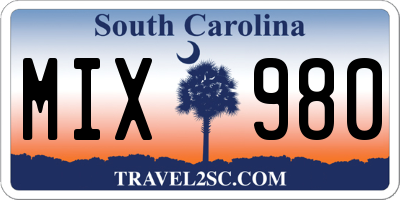 SC license plate MIX980