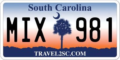 SC license plate MIX981