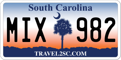 SC license plate MIX982