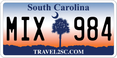 SC license plate MIX984