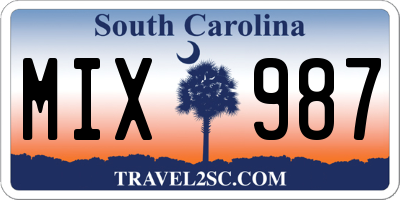 SC license plate MIX987