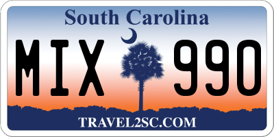 SC license plate MIX990