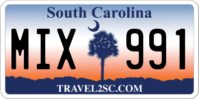 SC license plate MIX991