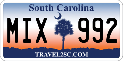 SC license plate MIX992