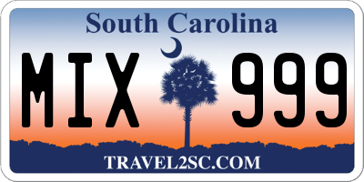 SC license plate MIX999