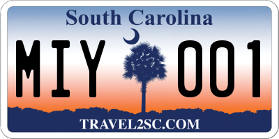 SC license plate MIY001