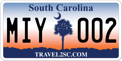 SC license plate MIY002