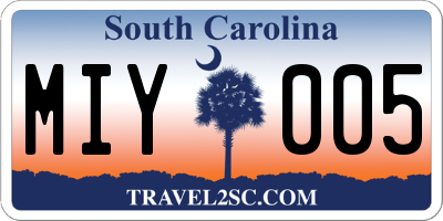 SC license plate MIY005