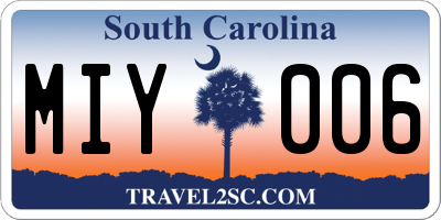 SC license plate MIY006