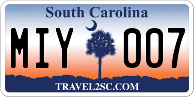 SC license plate MIY007