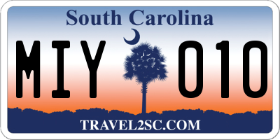 SC license plate MIY010