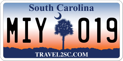 SC license plate MIY019