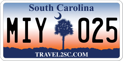 SC license plate MIY025