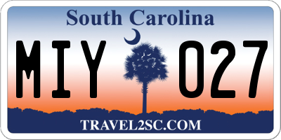 SC license plate MIY027