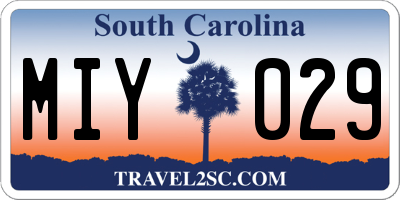 SC license plate MIY029