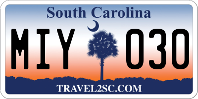 SC license plate MIY030
