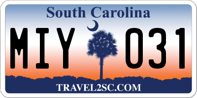 SC license plate MIY031